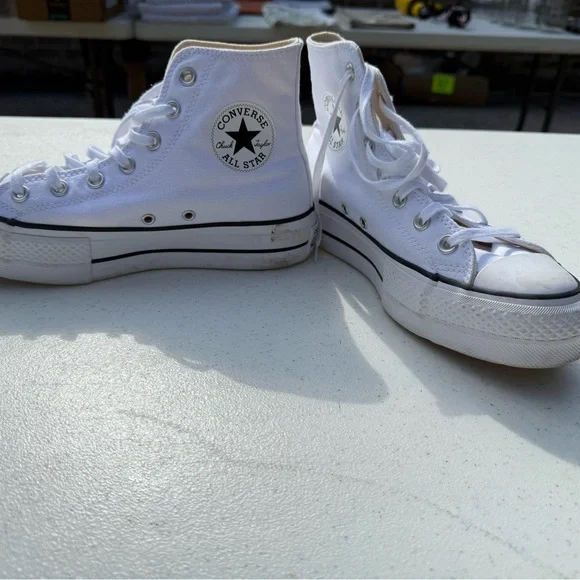 Converse White High-Top Platform Sneakers, size 7.5 - Picture 2 of 6
